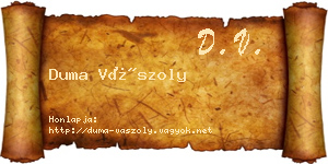 Duma Vászoly névjegykártya